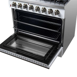 FORNO - Galiano 36" Freestanding Dual Fuel Range in White