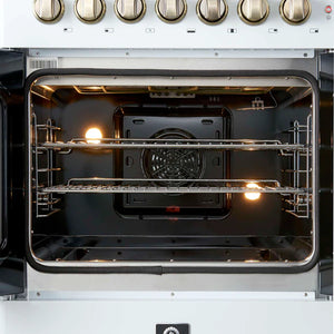 FORNO - Galiano 30-inch Freestanding French Door Dual Fuel Range White