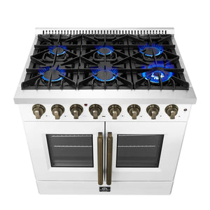 FORNO - Galiano 36-inch Freestanding French Door Dual Fuel Range White