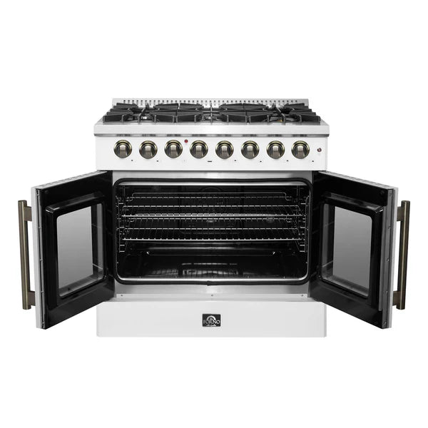 FORNO - Galiano 36-inch Freestanding French Door Dual Fuel Range White