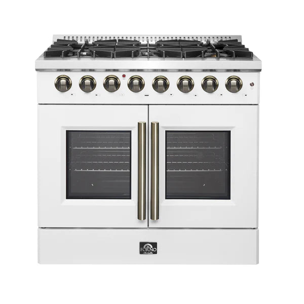 FORNO - Galiano 36-inch Freestanding French Door Dual Fuel Range White