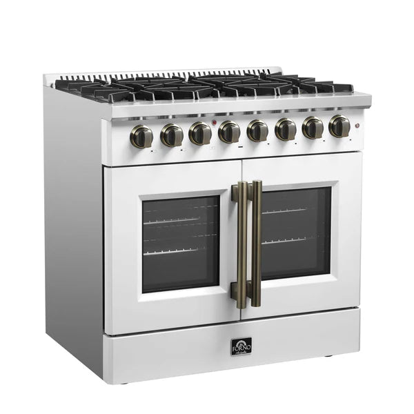 FORNO - Galiano 36-inch Freestanding French Door Dual Fuel Range White