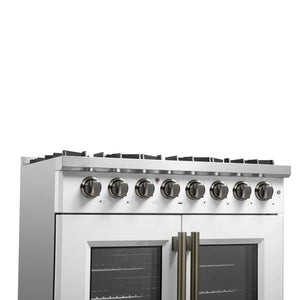 FORNO - Galiano 36-inch Freestanding French Door Dual Fuel Range White