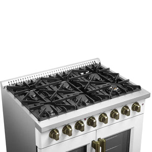 FORNO - Galiano 36-inch Freestanding French Door Dual Fuel Range White
