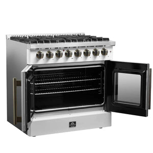 FORNO - Galiano 36-inch Freestanding French Door Dual Fuel Range White