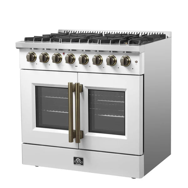 FORNO - Galiano 36-inch Freestanding French Door Dual Fuel Range White