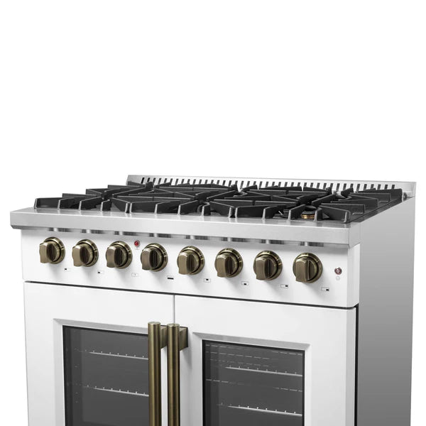 FORNO - Galiano 36-inch Freestanding French Door Dual Fuel Range White