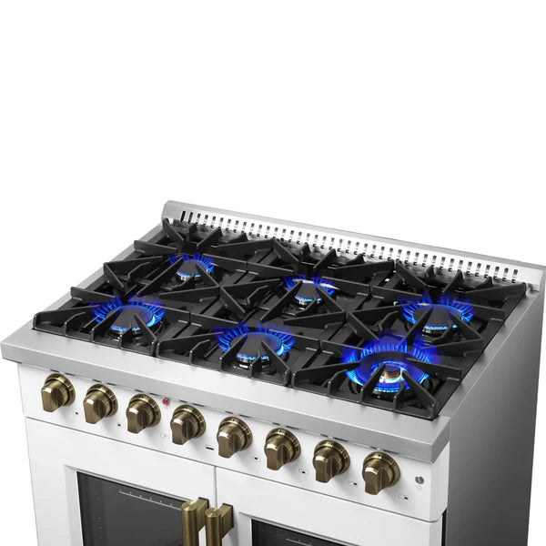 FORNO - Galiano 36-inch Freestanding French Door Dual Fuel Range White