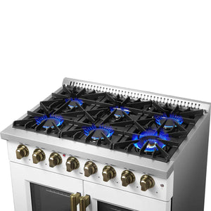 FORNO - Galiano 36-inch Freestanding French Door Dual Fuel Range White