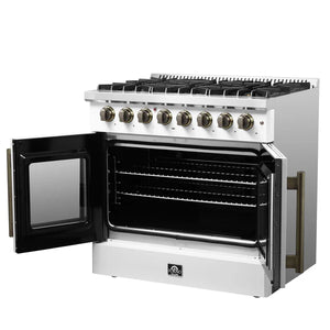 FORNO - Galiano 36-inch Freestanding French Door Dual Fuel Range White