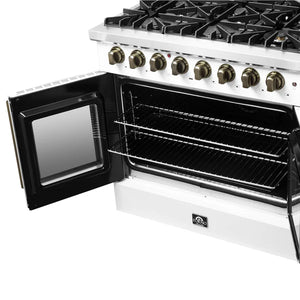FORNO - Galiano 36-inch Freestanding French Door Dual Fuel Range White