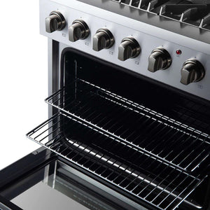 FORNO - Marco 30-Inch Dual Fuel Range, Stainless Steel, 4 Burners, 37,000 BTU, True Convection Oven, Energy Efficient