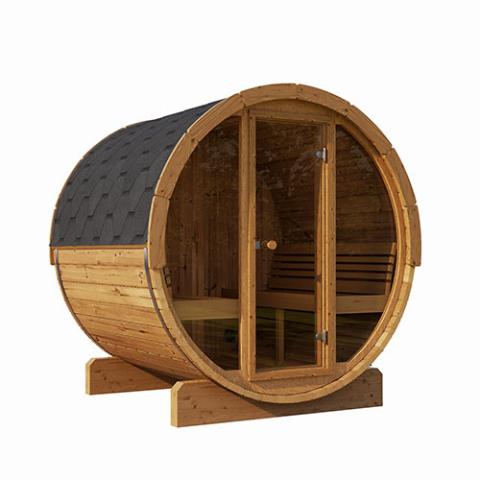 SaunaLife - Model E8G Sauna Barrel Glass Front