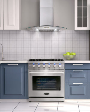 Cosmo 30 in. Slide-In Freestanding Gas Range with 5 Sealed Burners, Cast Iron Grates, 4.5 cu. ft. Capacity Convection Oven in Stainless Steel