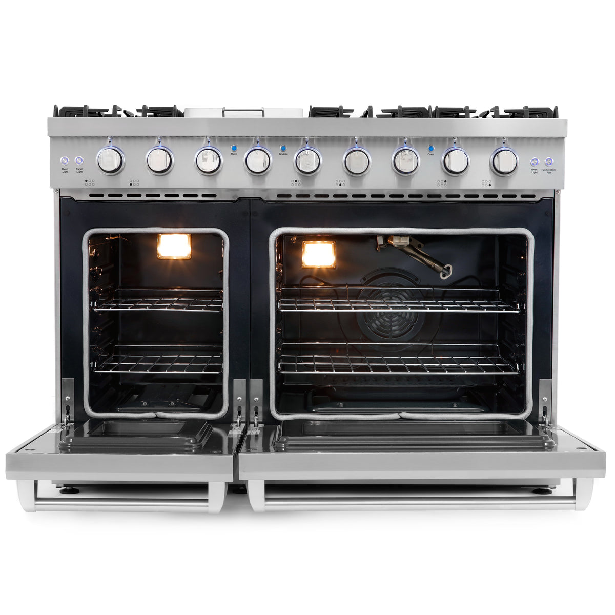 Cosmo 48 in. 6.8 cu. ft. Double Oven Commercial Gas Range with Fan Ass