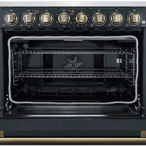 FORNO - Paolo 36 Inch Black Freestanding Electric Range, Stainless Steel, 5.44 cu.ft, True Convection Oven, Energy Efficient