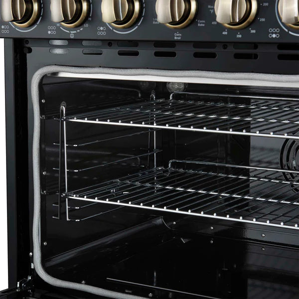 FORNO - Paolo 36 Inch Black Freestanding Electric Range, Stainless Steel, 5.44 cu.ft, True Convection Oven, Energy Efficient