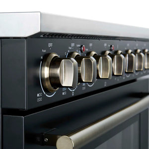 FORNO - Paolo 36 Inch Black Freestanding Electric Range, Stainless Steel, 5.44 cu.ft, True Convection Oven, Energy Efficient