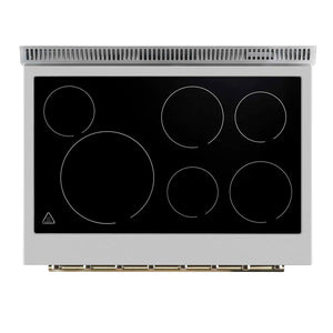 FORNO - Paolo 36 Inch Black Freestanding Electric Range, Stainless Steel, 5.44 cu.ft, True Convection Oven, Energy Efficient