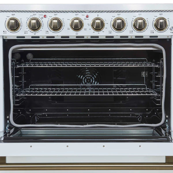 FORNO - Paolo 36 Inch White Freestanding Electric Range, Stainless Steel, 5.44 cu.ft, True Convection Oven, Energy Efficient