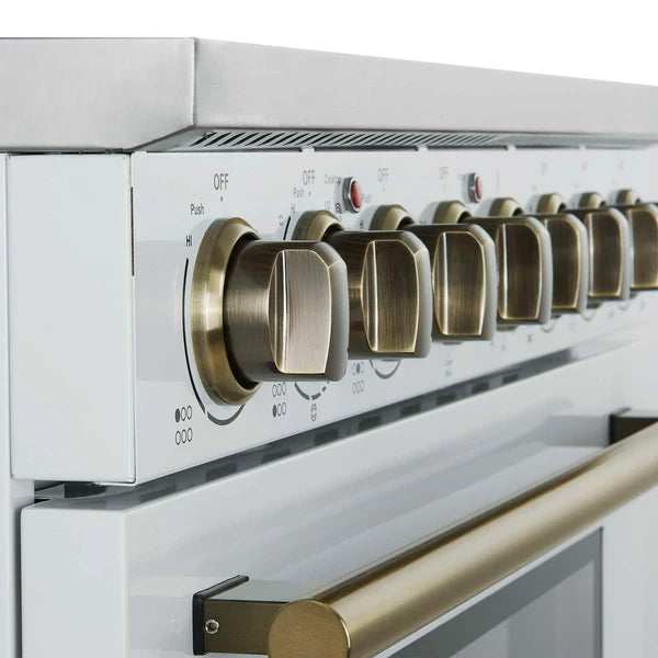 FORNO - Paolo 36 Inch White Freestanding Electric Range, Stainless Steel, 5.44 cu.ft, True Convection Oven, Energy Efficient