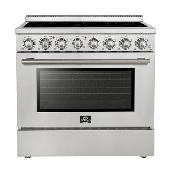 FORNO - Paolo 36 Inch Freestanding Electric Range, Stainless Steel, 5.44 cu.ft, True Convection Oven, Energy Efficient