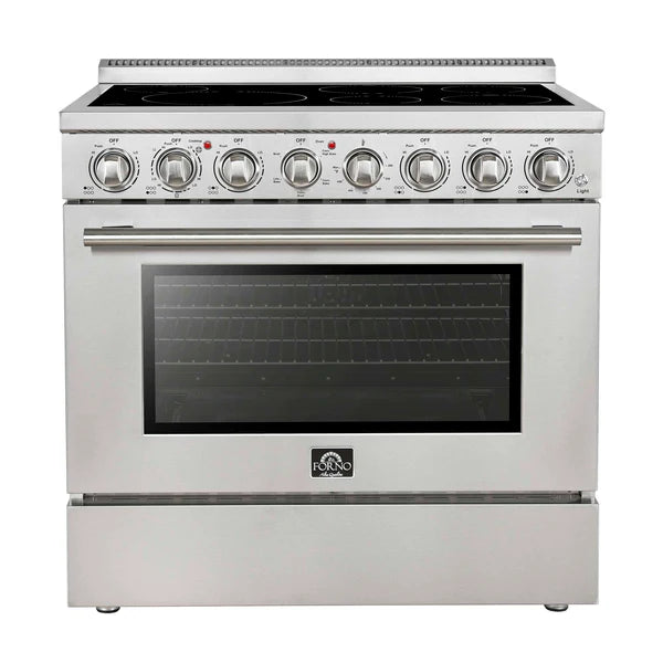 FORNO - Paolo 36 Inch Freestanding Electric Range, Stainless Steel, 5.44 cu.ft, True Convection Oven, Energy Efficient