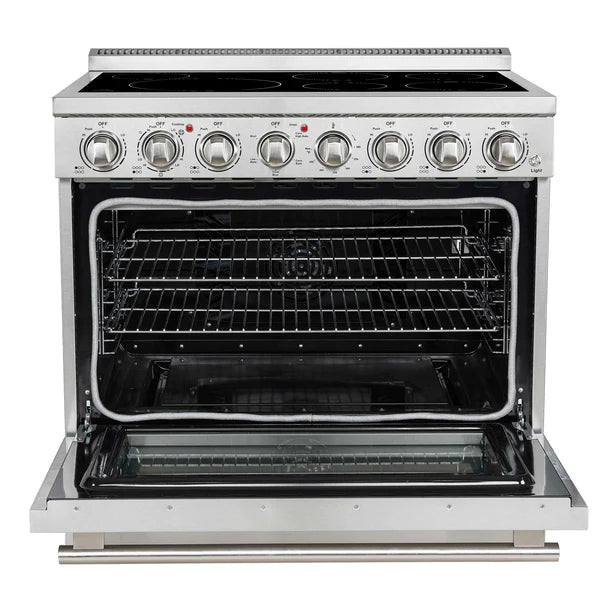 FORNO - Paolo 36 Inch Freestanding Electric Range, Stainless Steel, 5.44 cu.ft, True Convection Oven, Energy Efficient