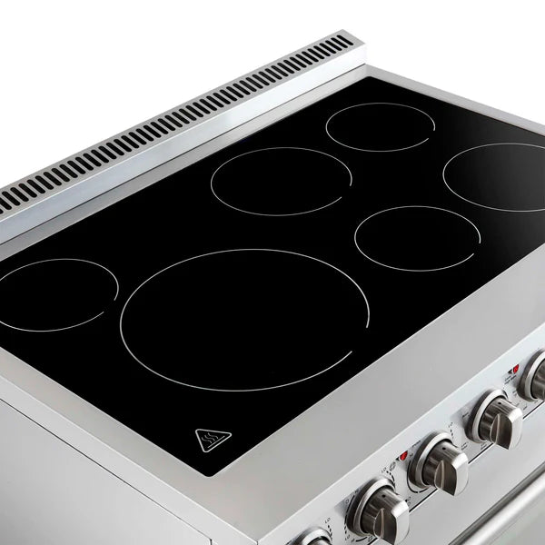 FORNO - Paolo 36 Inch Freestanding Electric Range, Stainless Steel, 5.44 cu.ft, True Convection Oven, Energy Efficient