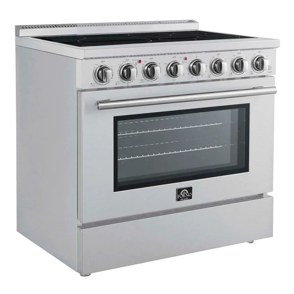 FORNO - Paolo 36 Inch Freestanding Electric Range, Stainless Steel, 5.44 cu.ft, True Convection Oven, Energy Efficient