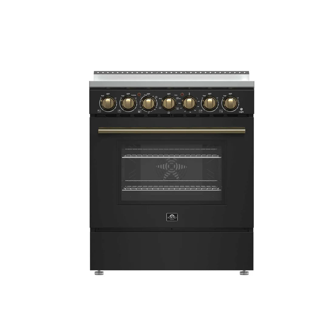 FORNO - Paolo 30-Inch Freestanding Electric Range, Black, 4.38 cu.ft, True Convection Oven, Energy Efficient