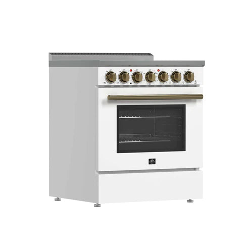 FORNO - Paolo 30-Inch Freestanding Electric Range, White, 4.38 cu.ft, True Convection Oven, Energy Efficient