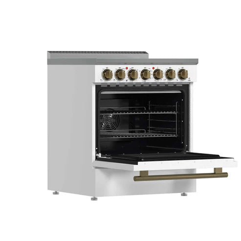 FORNO - Paolo 30-Inch Freestanding Electric Range, White, 4.38 cu.ft, True Convection Oven, Energy Efficient