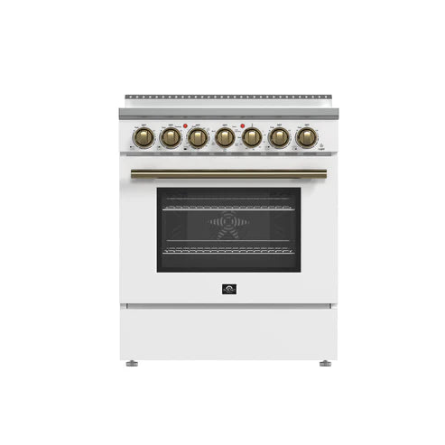 FORNO - Paolo 30-Inch Freestanding Electric Range, White, 4.38 cu.ft, True Convection Oven, Energy Efficient