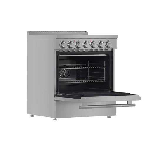FORNO - Paolo 30-Inch Freestanding Electric Range, Stainless Steel, 4.38 cu.ft, True Convection Oven, Energy Efficient