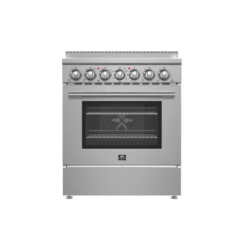 FORNO - Paolo 30-Inch Freestanding Electric Range, Stainless Steel, 4.38 cu.ft, True Convection Oven, Energy Efficient
