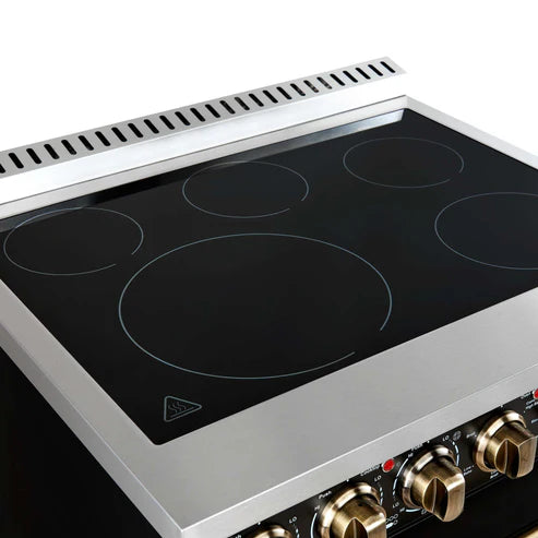 FORNO - Paolo 30-Inch Freestanding Electric Range, Black, 4.38 cu.ft, True Convection Oven, Energy Efficient