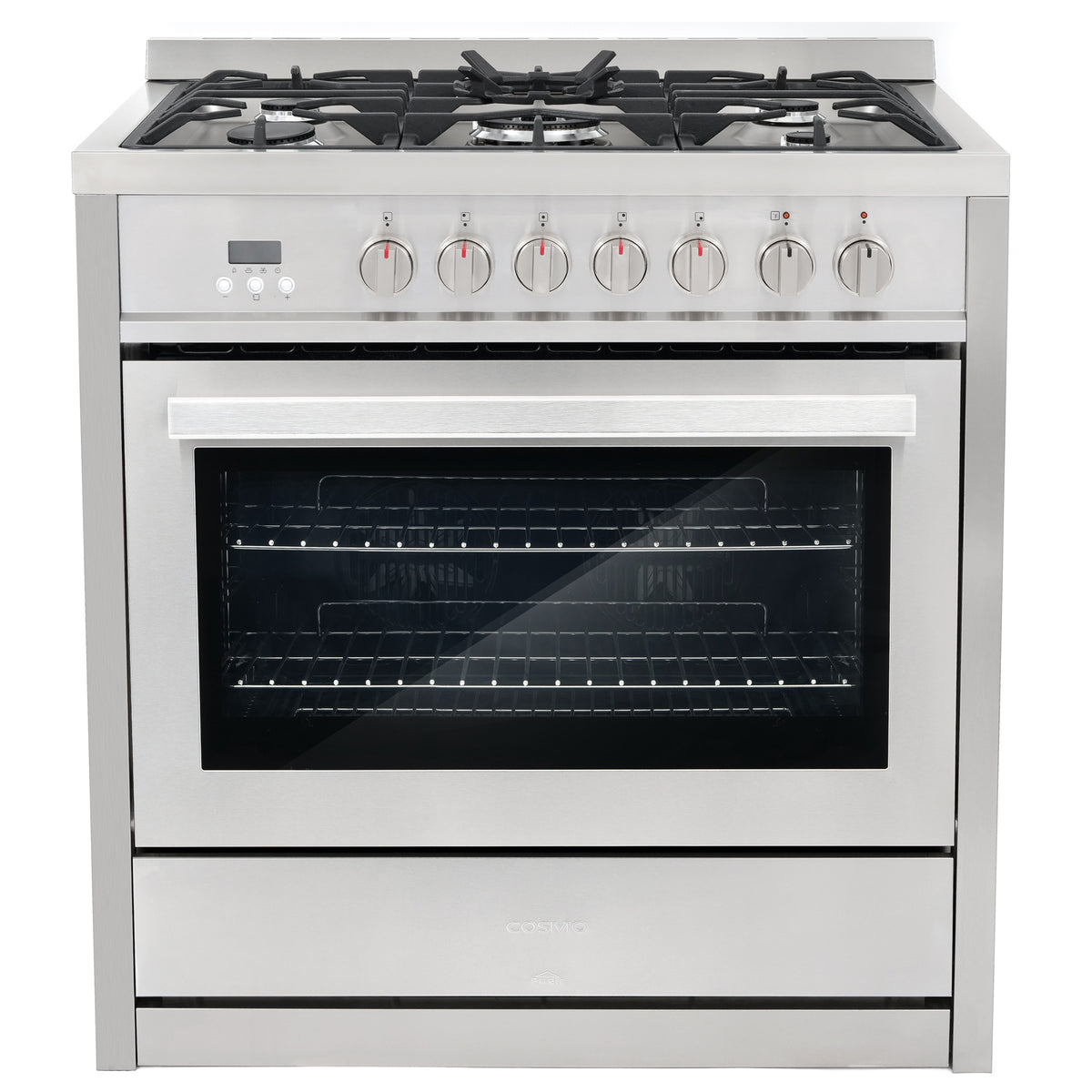 Cosmo Commercial-Style 36 in. 3.8 cu. ft. Single Oven Dual Fuel Range with 8 Function Convection Oven in Stainless Steel
