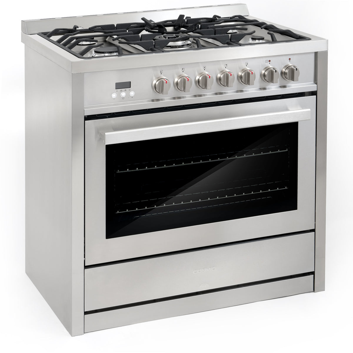 Cosmo Commercial-Style 36 in. 3.8 cu. ft. Single Oven Dual Fuel Range with 8 Function Convection Oven in Stainless Steel