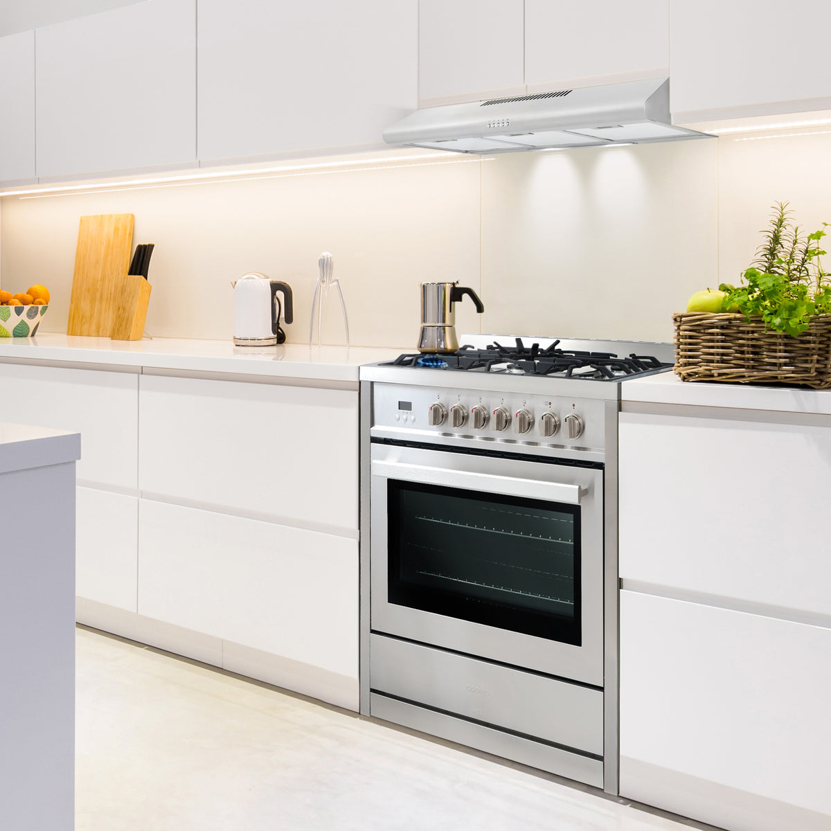 Cosmo Commercial-Style 36 in. 3.8 cu. ft. Single Oven Dual Fuel Range with 8 Function Convection Oven in Stainless Steel