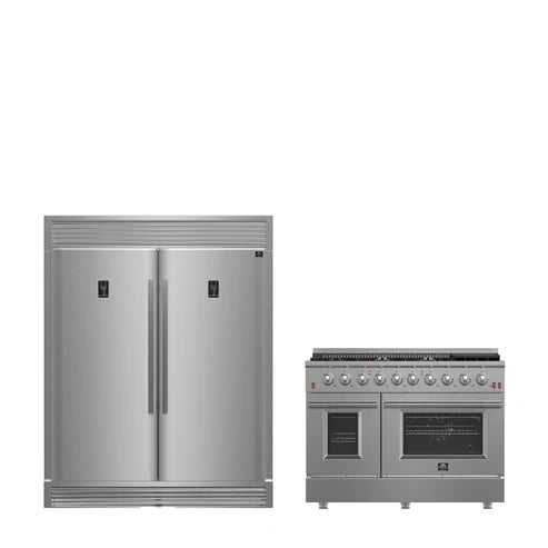 FORNO - Premium 2-Piece Kitchen Bundle - Galiano 48&quot; Gas Range, 60&quot; Side-by-Side Refrigerator - FBDL-005-01CAUS