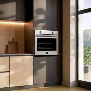 FORNO - Vomero 30-Inch Wall Oven, Stainless Steel, 5 cu.ft Capacity, 3550 Watts Convection, Mechanical Controls, Self-Cleaning Function