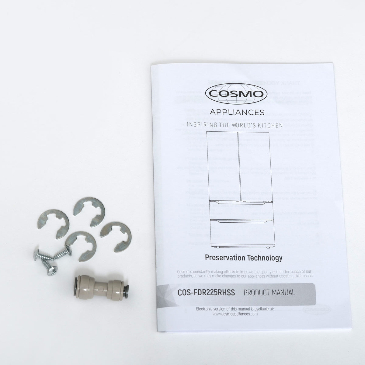 Cosmo 22.5 cu. ft. 4-Door French Door Refrigerator with Recessed Handle in Stainless Steel, Counter Depth