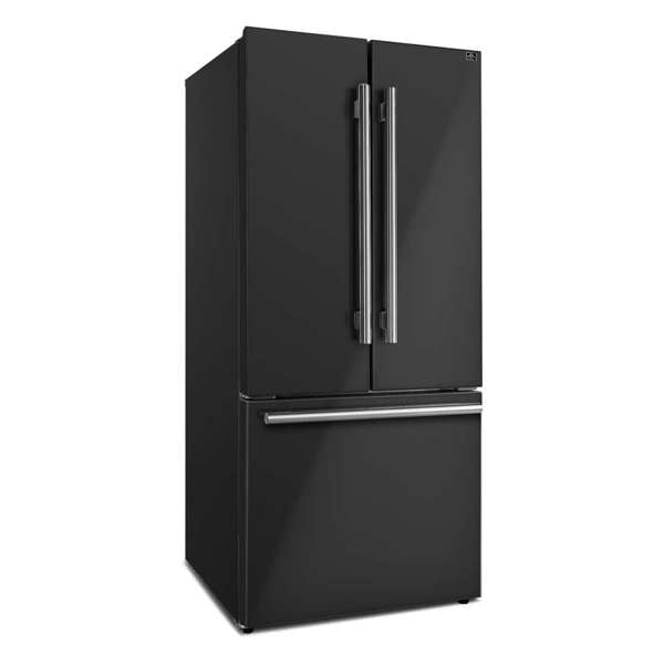 FORNO - Gallipoli Epsresso 30&quot;-Wide Black French Door Refrigerator with Bottom Freezer 17.5 Cu. Ft. Capacity - No Frost with Ice Maker