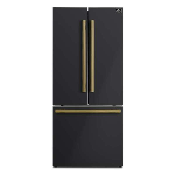 FORNO - Gallipoli Epsresso 30&quot;-Wide Black French Door Refrigerator with Bottom Freezer 17.5 Cu. Ft. Capacity - No Frost with Ice Maker