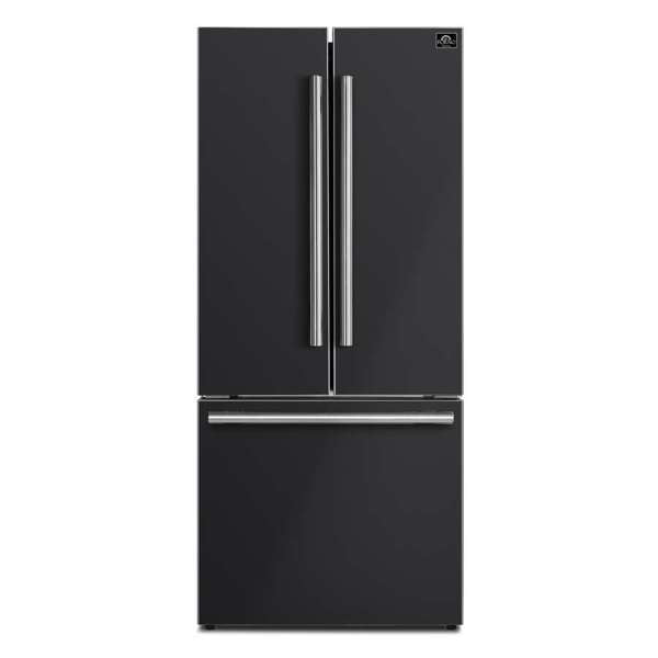 FORNO - Gallipoli Epsresso 30&quot;-Wide Black French Door Refrigerator with Bottom Freezer 17.5 Cu. Ft. Capacity - No Frost with Ice Maker