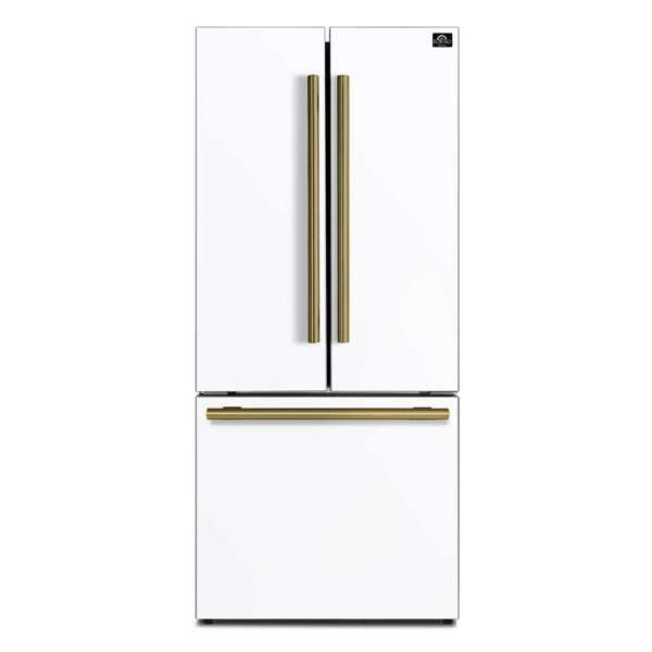 FORNO - Gallipoli Epsresso 30&quot;-Wide White French Door Refrigerator with Bottom Freezer 17.5 Cu. Ft. Capacity - No Frost with Ice Maker