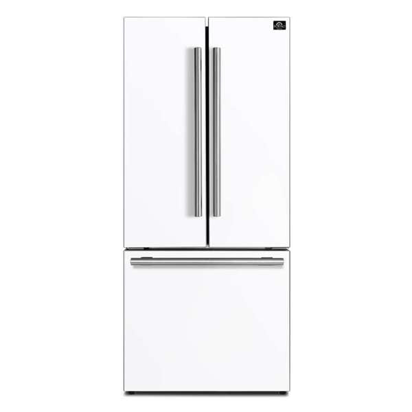 FORNO - Gallipoli Epsresso 30&quot;-Wide White French Door Refrigerator with Bottom Freezer 17.5 Cu. Ft. Capacity - No Frost with Ice Maker