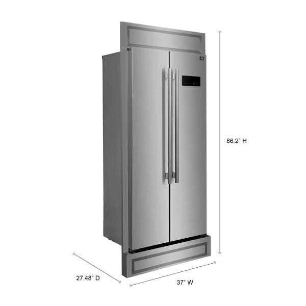FORNO - Salerno 33&quot; Built-in Stainless Steel Refrigerator 15.6 cu. ft - With Modern Decorative Grill - 37&quot; Wide