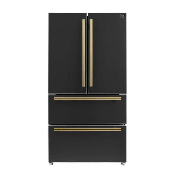 FORNO - Moena Espresso 36&quot; French Door Refrigerator in Black, 19.2 cu. ft